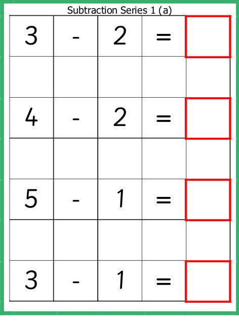 Montessori Subtraction Series Work Cards
