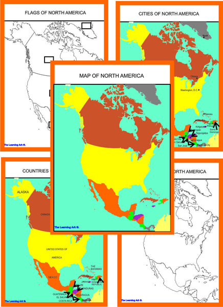 Set of 6 Montessori Geography Maps