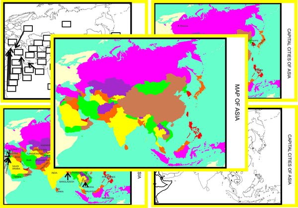 Set of 6 Montessori Geography Maps