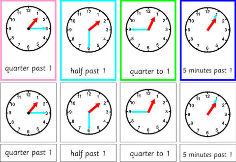 Telling The Time Clock Cards Set 2