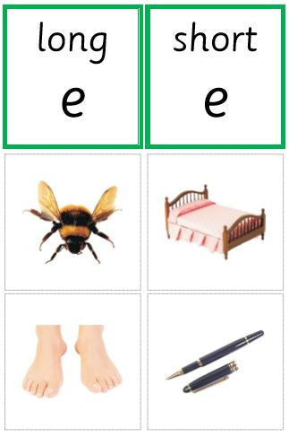 Montessori Green Series Long and Short Vowel Sound Sorting Cards