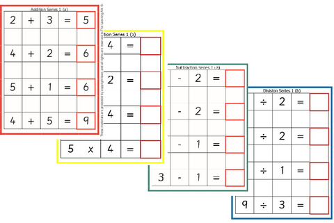 Montessori Addition, Subtraction, Multiplication and Division Series Work Cards Pack